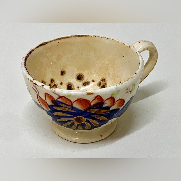 19th Century Antique Gaudy Welsh Grape Pattern Child’s Miniature Teacup - Picture 7 of 9